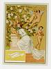 Image 1 - W.F. YEAMES 1881-Woman hugs a cupid on a pedestal in front of a rose bush, two cupids fly, another one has a quiver