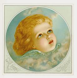 J. SANT-Cherub angel head faces right and looks up