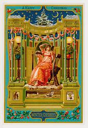 POYNTER artist-Woman in pink dress in elaborate chair with mirror, blue background