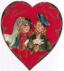 VALENTINE GREETINGS, Happy couple arm in arm,