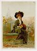 Image 1 - MARCUS STONE-Woman with large hat and muff sits on a green bench