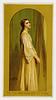 Image 1 - artist unknown-Glamour woman in long dress look thoughtful, she faces right, gold background